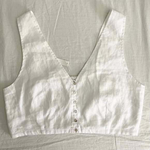 Madewell Cropped Vest Linen Top - Picture 4 of 6